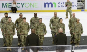 Iowa Wild Hockey Game Soldier Re-Enlistment