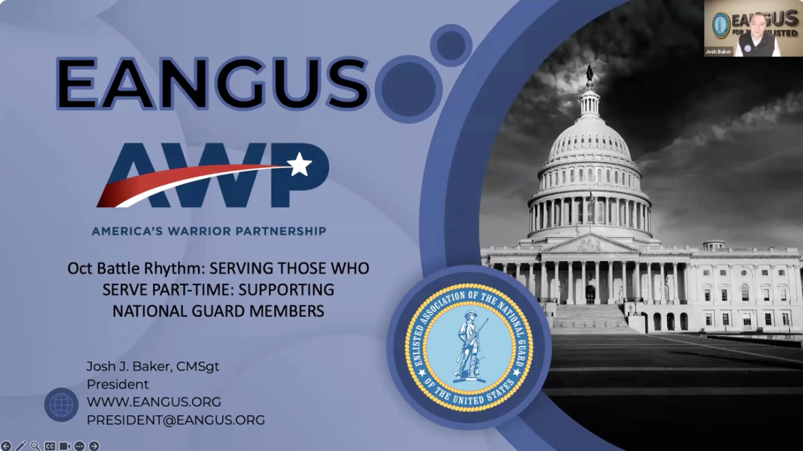 EANGUS President Shares the Voice of the Enlisted Guard on “Serving Those Who Serve Part-Time”